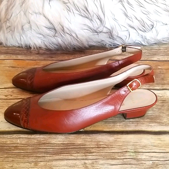 Amalfi Shoes - AMALFI Brown Italian Leather Sling Backs Size 6.5